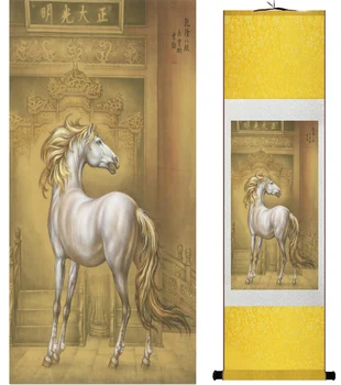 Tradicinės Kinų meno tapybos Arklių meno tapybos Šilko pažymėkite meno tapybos Arklių tapybos 042001