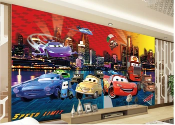Custom papel DE parede infantil dideli piešiniai animacinių filmų automobilį vaikų kambarys, TV nustatymas sienos vinilo, kuris papel DE parede
