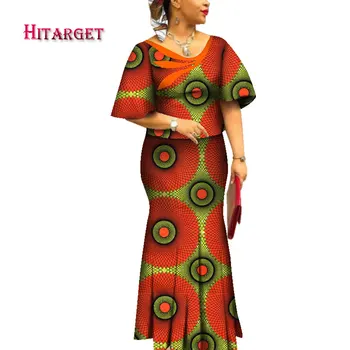 2019 Hitarget Afrikos Suknelės Moterims Privačių Užsakymą Moterys Afrikos Dashiki Sijonas Rinkinys 2 vnt heidi bazin Plius Dydis Drabužių WY4561