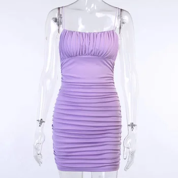 LVINMW Seksualus Rankovių Backless Puoštas Spagečiai Dirželiai Mini Suknelė 2020 Metų Vasaros Moterų Suknelės, Kietas Plonas Liesas Mados Komplektus