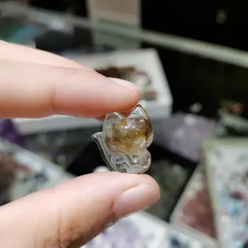 20mm Natūralus kvarco kristalas Fox Auksinis kvarcas rutilated lapė už pakabukas