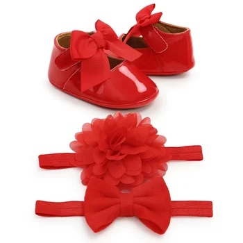 Baby Girl Anti-Slip Vaikščiojimo Batai Lankas Soft Soled Batai+2 Kaspinai 3 Kostiumas Minkštas Vienintelis Kūdikių Princesė Pėsčiomis Shoes3