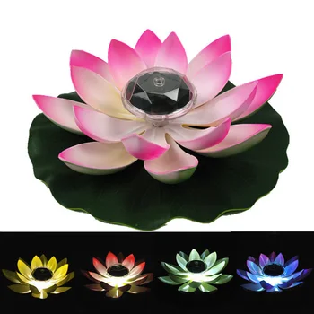 Saulės energija Varomas LED Lotus Flower Žibintas Atsparus Vandeniui Lauko Plūduriuojantis Tvenkinys Naktį Šviesos Sodas, Baseinas šalis naktinė lempa dekoras