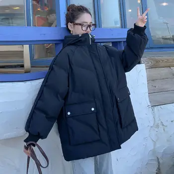 2020 korėjos Prarasti Puffer Jacket Negabaritinių Moterų Trumpą Moterų Žiemos Paltai Moterims Sutirštės Parko Feminina Harajuku Viršutiniai drabužiai Gaubtu