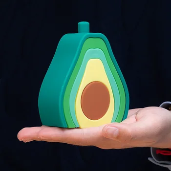 TYRY.HU Avokado Kūrimo Bloką Silikono Teether Minkštas Jenga Blokai 3D Sulankstymas Švietimo Žaidimas, Žaislai BPA Free