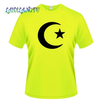 Didmeninė Islamo Musulmonų Pusmėnulio Simbolis Vasaros marškinėliai trumpomis Rankovėmis Mados Fitneso Pagrindinio Undershirt