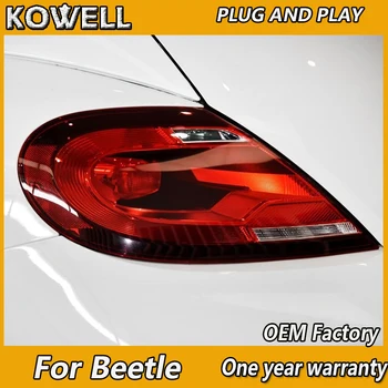 KOWELL VW Beetle Užpakaliniai Žibintai 2013-2018 M. Pietų Amerikos Dizainas LED Uodegos Šviesos Žibintas DRL+Stabdžiu+Parko+Signalas