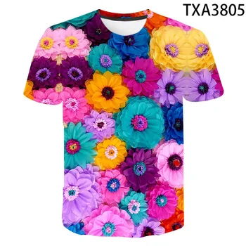 Vasaros Meno Gėlių 3D T Marškinėliai Atsitiktinis Streetwear Berniukas Mergaitė Vaikai Mados trumpomis Rankovėmis Vyrams, Moterims, Vaikams Atspausdintas T-shirt Viršūnes Tee