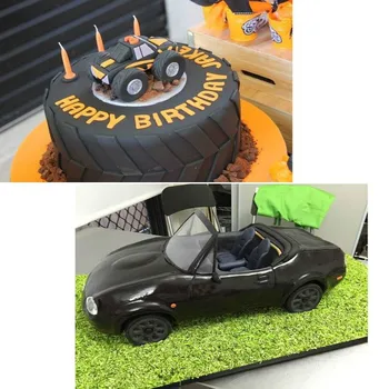 4pcs/set 3D Automobilių Padangos Silikono Minkštas Pelėsių Tortas Dekoravimo Kepimo Sugarcraft Pelėsių Įrankius, Kepimo Įrankiai Pyragai