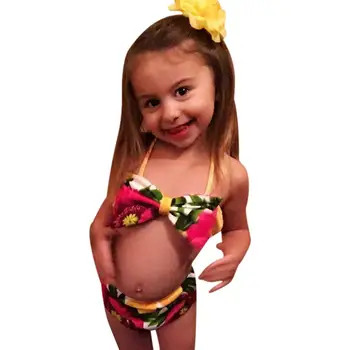 2019 m. Vasarą Baby Girl maudymosi kostiumėlį Dviejų dalių Drabužius 1 2 3 4 5 metų amžiaus Vaikai Bikini maudymosi Kostiumėliai Paplūdimio Plaukti Kostiumai Vaikų Maudymosi Rinkinys