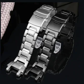 Nerūdijančio Plieno Watchband už Casio MTG-B1000 Serija Žiūrėti Diržo keitimas Silver Black Metalo Verslo dirželis