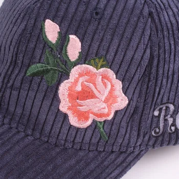 Moterų Beisbolo Kepurės Rudenį ir Žiemą, Skrybėlės moterims Medvilnės Rose Modelį Išlaikyti Šiltas Lenkti Kraštų Mados