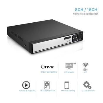 BESDER H. 265 16CH 5MP NVR DVR ONVIF P2P XMEye Security Network Video Recorder 1 SATA HDD Uosto 4K Produkcija H. 265/264 IP Kameros