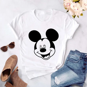 Pelės Mickey Minnie Šokių Moteris Tshirts Streetwear Anime T Marškinėliai Vasarą Laisvi Femme Harajuku Unisex marškinėliai Dropship