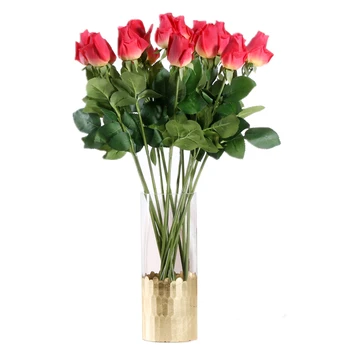 Dirbtinės gėlės nemokamas pristatymas nekilnojamojo touch rožės šilko Gėlės netikrą bijūnas Namų dekoracijas, Vestuvių Vakarėlį ar Gimtadienio dovana