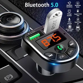 Bluetooth 5.0 FM Siųstuvas Automobilinis MP3 Moduliatorius Žaidėjas Belaidė laisvų Rankų įranga Garso Imtuvas Dual USB Greitas Įkroviklis 3.1