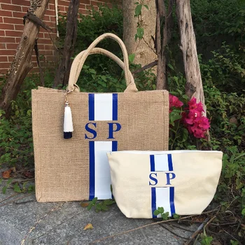 Custom dryžuotas monograma paplūdimio tote maišą, individualizuoti vardo monograma Inicialai už kanapės nešti mama krepšelį maišeliai, pirkinių maišeliai jutes