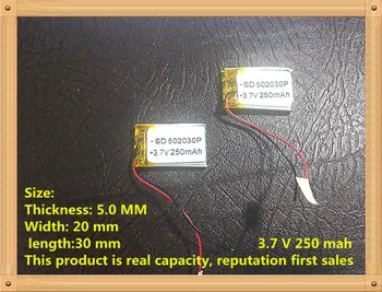 SD (polimeras ličio jonų baterija) 502030 3.7 V 250mAH Li-ion baterija mp3 mp4 baterija