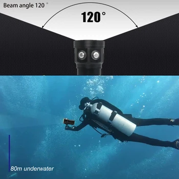 LED Foto Nardymas Povandeninis Žibintuvėlis 80M vandeniui Lanterna LED XHP70 Fotografijos Vaizdo Taktinis Žibintuvėlis Šviesos Su 18650
