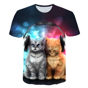 2020 Naktį katė ponia T-shirt moterų trumpomis rankovėmis viršų 3d harajuku Tees viršuje plius dydis gyvūnų T-shirt marškinėliai moterims, S-6XL