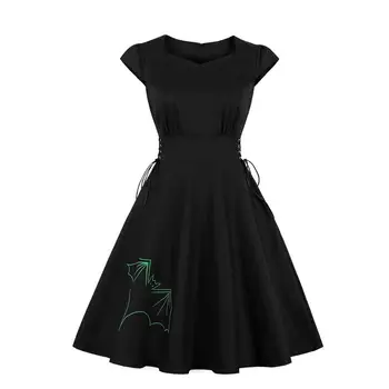 Moteris Juoda Helovinas Dress Drugelis Gpgb Voras Net Siuvinėjimo Nėrinių Gotikos Suknelė Bžūp Rankovėmis Retro Vintage Suknelė 50s 60s