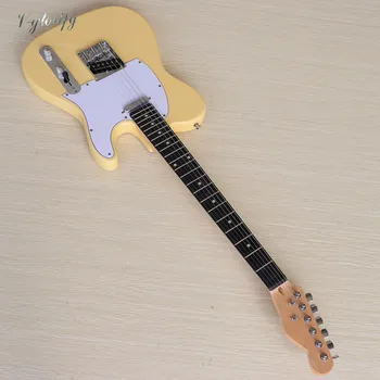 TL visiškai kietas liepų kūno elektrine gitara, 39 colių šviesiai geltona spalva 6 eilutę blizgančios elektrinė gitara