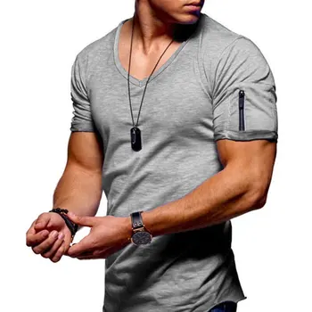 Vyriški t-shirt nuo sprogimo modeliai didelio dydžio vyriški V-kaklo ruožas vientisos spalvos trumpomis rankovėmis jaunimo bazės marškinėliai gamykloje tiesiogiai liemenė