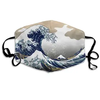 Kaukė Unisex Kvėpuojantis Japonų Tapybos ArtNautical Valtys Didžiosios Bangos Off Kanagawa Burnos Kaukę, Reguliuojamas Lankelio prekinis, galinis Stiklo kaukė