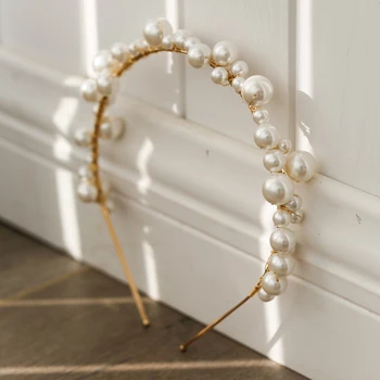 Gražus Baroko Stiliaus Rankų Pearl Laidinio Prom Desso Foto Shot Prop Pearl Lankelis Perlinė Nuotaka Plaukų Aksesuarai