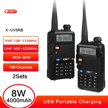 KSUN UV5R B Du Būdu Radijo Stotis VHF UHF 136-174 & 400-520MHz Transiveris 8W UV 5R UV-5R Walkie Talkie