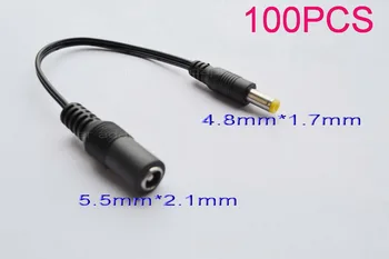 100vnt Aukštos kokybės Visų vario visiškai nauja, DC kabelis, maitinimo lizdas moterų 5,5 mm x 2.1 mm male plug 4.8 mmx 1.7 mm