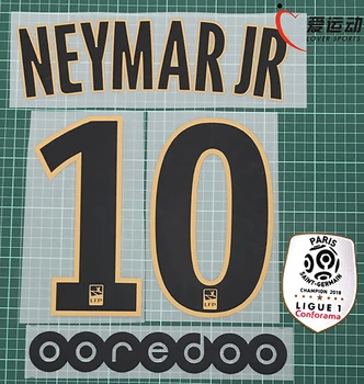 2018-19 NEYMAR JR #10 atokiau pavadinimas skaičių RINKINYS + Ligue 1 čempionas PLEISTRAS + OOREDOO NEYMAR JR #10 nameset