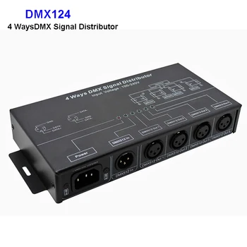 DMX124 DMX512 stiprintuvo Splitter DMX signalo kartotuvų 4CH 4 išvesties prievadai DMX signalo skirstytuvas; AC100V-240V input;Nemokamas pristatymas