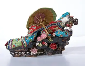 Turtingas ir tinkamo maisto ir drabužių porceliano klasikinio grožio apdailos Shiwan lėlės senovės Kinų stiliaus simbolių papuošalai