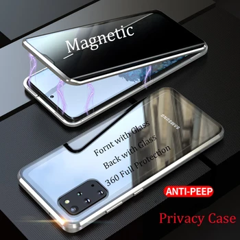 Privatumo Atveju, Samsung Galaxy S20 Ultra Magnetinio Grūdintas Stiklas Case for Samsung Note 10 S10 S20 Plius S10E Stabdžių užsukti Dangtelį