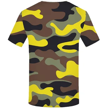 Juokinga T shirts Geltonos spalvos Kamufliažas marškinėliai Vyrams Camo Tshirts Atsitiktinis Karinės Anime Drabužius Graffiti Marškinėlių Spausdinti Harajuku T-shirts 3