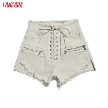 Tangada moterų stilingas vasaros džinsinio šortai nėrinių aukšto juosmens kišenės moterų atsitiktinis streetwear balta trumpas džinsai pantalone 2A19