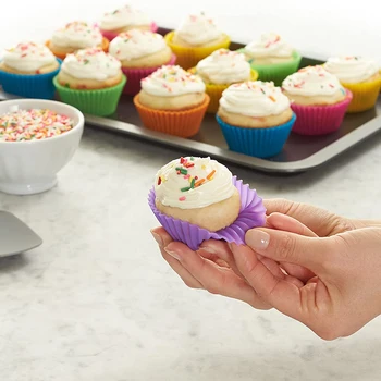 12pcs Silikono Torto Formos Apvalus Cupcake Taurės Formos Keksiukų Kepimo Formos Virtuvės Valgių Bakeware Maker (PASIDARYK pats Tortas Dekoravimo Įrankiai