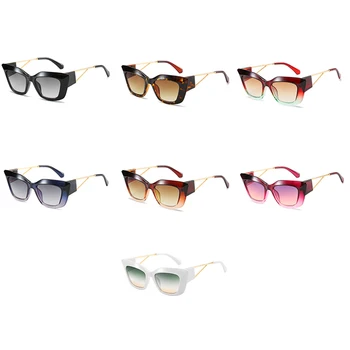 Peekaboo retro cat eye akiniai nuo saulės moterims, balta pusė metalo uv400 moteriški saulės akiniai vintage black mados vasaros skaidrus