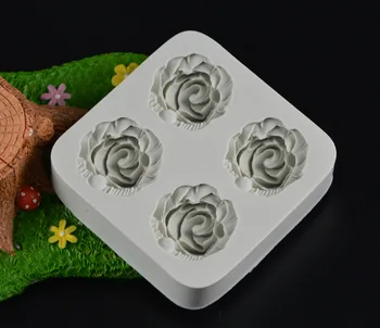 4 Stilius 3D Skystu Silikonu Rožės Formos Kepimo Formą Minkštas Pyragas Priemonė, Šokoladiniai Saldainiai, Slapukus, Pyragaičiai Muilo Formų H353