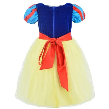Merginos Snow White Dress Up Kostiumas Mergaitei, trumpomis Rankovėmis Kostiumas su apsiaustu Helovinas Vaikams Cosplay Šalies Lankas Suknelės