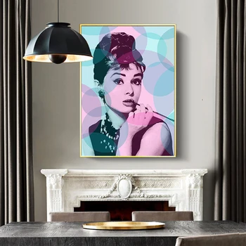 Klasikinis Audrey Hepburn Potrait Sudaro Modernus Plakatas Spaudinių Drobės Tapybos Sienos Meno Modulinės Sienos Nuotrauka Už Miegamojo Namų Dekoro