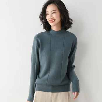 Mados puloveriai, megzti megztinis golfo moteris žiemą stilinga striukė ponios atsitiktinis viršūnes ilgomis rankovėmis moteriška laisvalaikio megztiniai