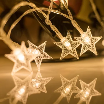 10/20/40/50 Star LED Šviesos Eilutę Šmėžavimas Girliandas Baterija /USB Powered Kalėdų Atostogų Šalis Vestuvių Dekoratyvinis Pasakų Žibintai