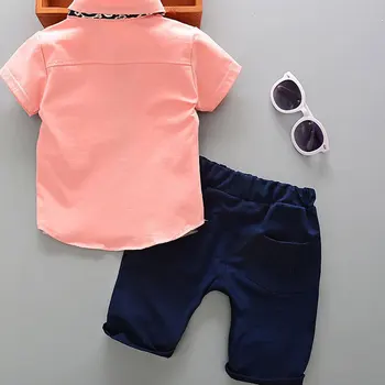 Vasaros stilius baby spausdinti kūdikiams, kūdikių berniukų drabužiai marškinėliai+Kelnės 2vnt mygtukai tiktų naujai drabužių rinkiniai berniuko medžiaga