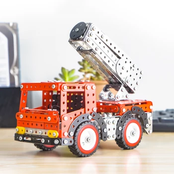 612Pcs 3D Metalo Įspūdį Fire Truck Pastato Modelio Rinkinys Asamblėjos Dėlionės, Žaislų