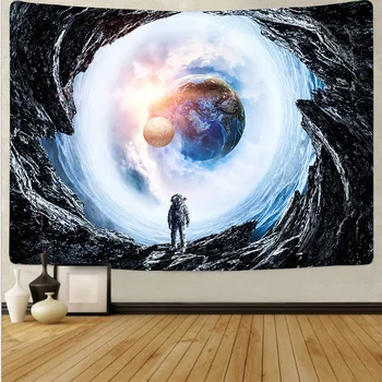 Aggcual astronautas erdvės visatos gobelenas sienos kabo žemės fone audinio hyouth miegamojo puošmena freskos Lovatiesė tap06
