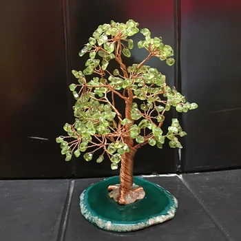 Olivīns Kristalų sėkmės medžio kvarco gemMoney Medžio Feng Shui Turto, Namų Dekoro Miniatiūrinės Figūrėlės PartyGift