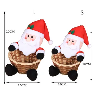1 Vnt Kūrybos Kalėdų Saldainiai Cukraus Saugojimo Krepšys Darbalaukio Dekoratyvinis Ornamentas Mielas Santa Claus Vaikų Sniego Vaisių Krepšelis