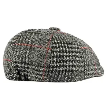 USPOP Vyrų kepurės Žiemą beretės vilnos pledas beretė skrybėlę vyrų derliaus kepurės snapeliu storio karo skrybėlę